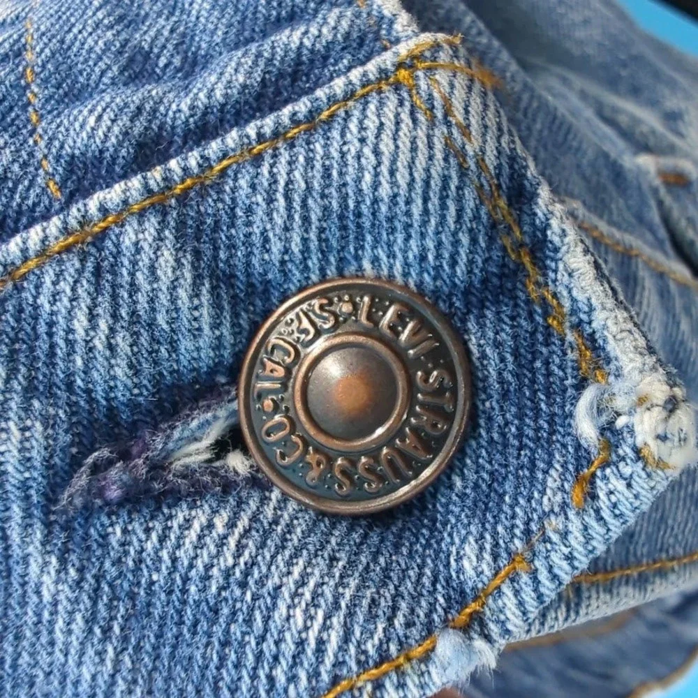 Vintage Levis 505 Orange Tab Distressed Patchwork Jeans Blue Denim 575 Stamped
